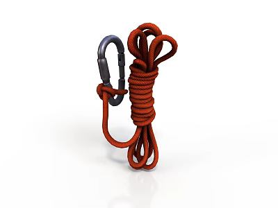 Durable Red Rope With Metal Carabiner For Home Daily Necessities Use 3d model