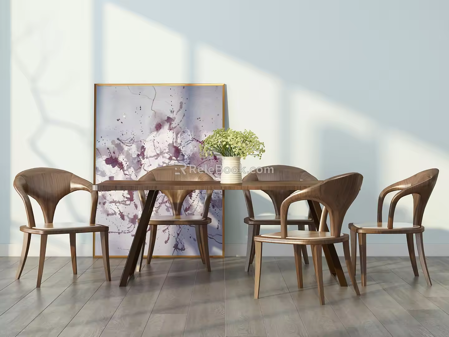 Modern Dining Table and Chair Combination Dining Table 3d model