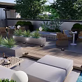 Stylish Roof Garden Design With Lounge Area Swimming Pool And Green Plants