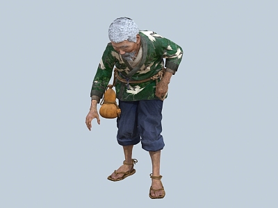 chinese man minority figure gourd hip flask male coir raincoat old man fisherman farmer model