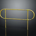 Yellow Metal Railing With Curved Design And Rusted Texture For Decorative Use