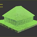 Wooden House Exterior With Gray Tiled Roof And Wooden Walls On Green Grass Base
