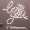Neon Lamp Combination with Love You Lettering Design White Light Decorative for Bedroom Party