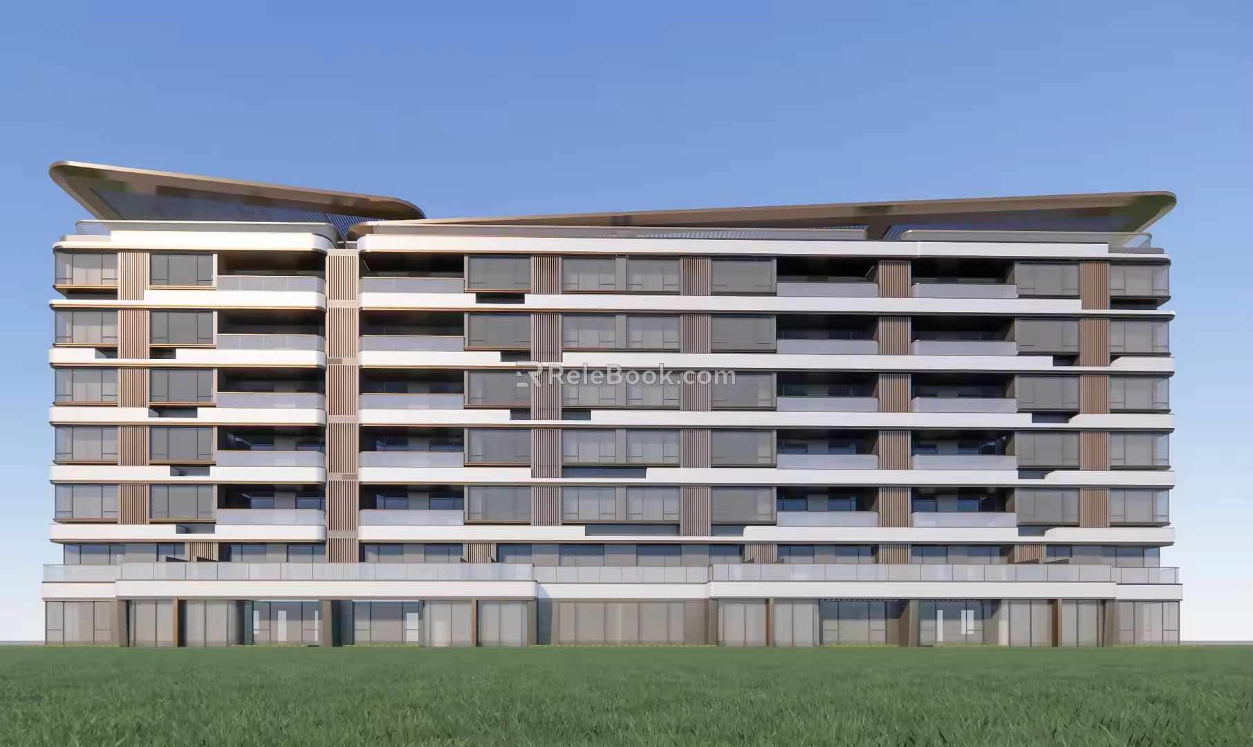 Modern Residential Building Simple Multi-storey Residence 3d model