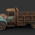 Vintage Rusty Blue Truck Featuring Wooden Cargo Bed And Classic Design