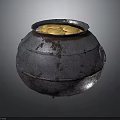 Vintage Metal Sculpture Carving With Rustic Pot Shaped Design And Handle