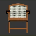 Modern Wooden Leisure Chair With Grid Patterned Backrest And Armrests Design