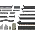 Traditional Chinese Ancient Architectural Components Including Roof Tiles Various Eaves And Ornamental Beasts