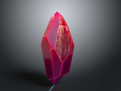 Red Geometric Sculpture With Textured Polyhedral Design And Artistic Carving Details 3d model