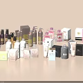 Elegant Perfume And Cosmetic Collection With Fragrance Bottles Lotion Jars And Boxes