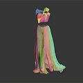 Elegant Beige Women's Two Piece Outfit With One Shoulder Top And Pleated Wide Leg Pants