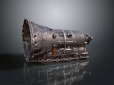 Large Metal Engine Component Cylindrical Silver Gray Design With Holes Bolts And Reflective Surface 3d model