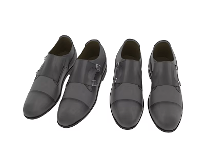 Gray Leather Shoes With Buckle Design Four Pairs Comfortable Casual Style 3d model
