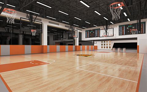 Modern Basketball Court Basketball Gymnasium Stadium Basketball Rack Basketball Indoor Basketball Gymnasium Flag 3d model