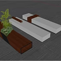 Modern Landscape Seats Design With Wooden And White Structures And Green Plants