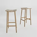 Wooden Bar Stools With Simple Modern Design And Curved Seat For Kitchen Island
