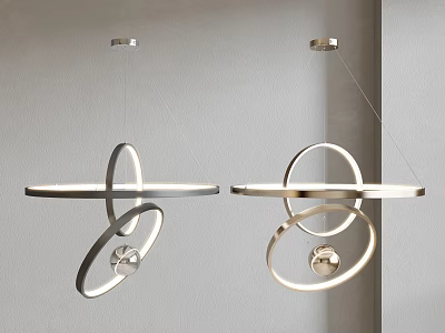 Stylish Modern Metallic Chandeliers With Circular Rings In Contemporary Hanging Design 3d model