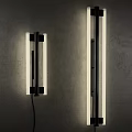 Modern Wall Sconces With Black And White Metal Design Mounted On Gray Wall