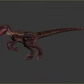 Detailed Realistic Red Black Striped Tyrannosaurus Rex 3D Model Standing Pose Sharp Claws