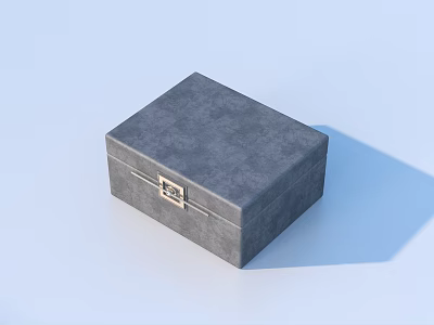 Gray Textured Fabric Storage Box With Metal Lock For Organizing Daily Essentials 3d model
