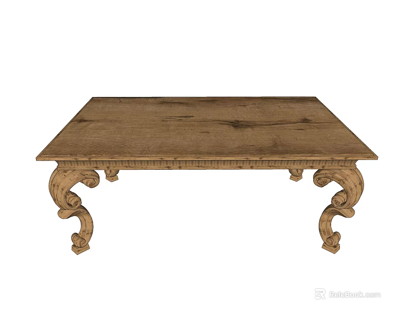 Elegant Classic Wooden Coffee Table With Intricate Carved Legs And Rectangular Top 3d model 