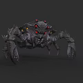 Game Character Mechanical Crab Creature With Red Eyes Spiked Metal Shell And Mechanical Legs