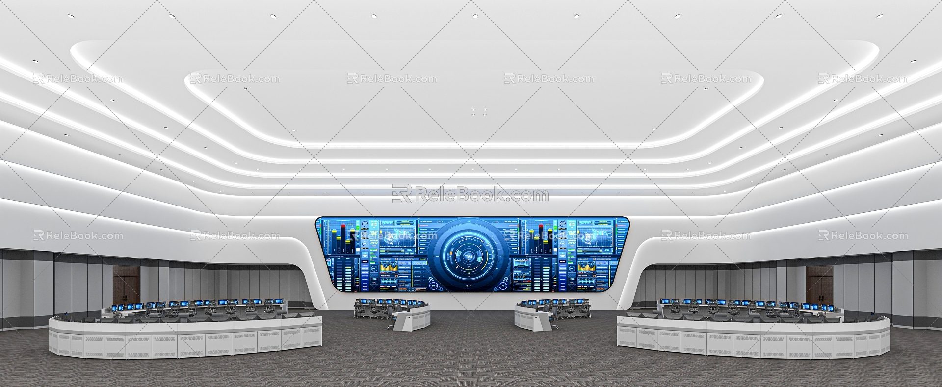 modern monitoring room control hall 3d model