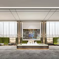 Modern Luxury Sales Office Lobby With Real Estate Sand Table And Elegant Green Plant Decorations