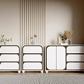 Modern Entryway And Side Cabinet Design With Drawers Vase And Table Lamp