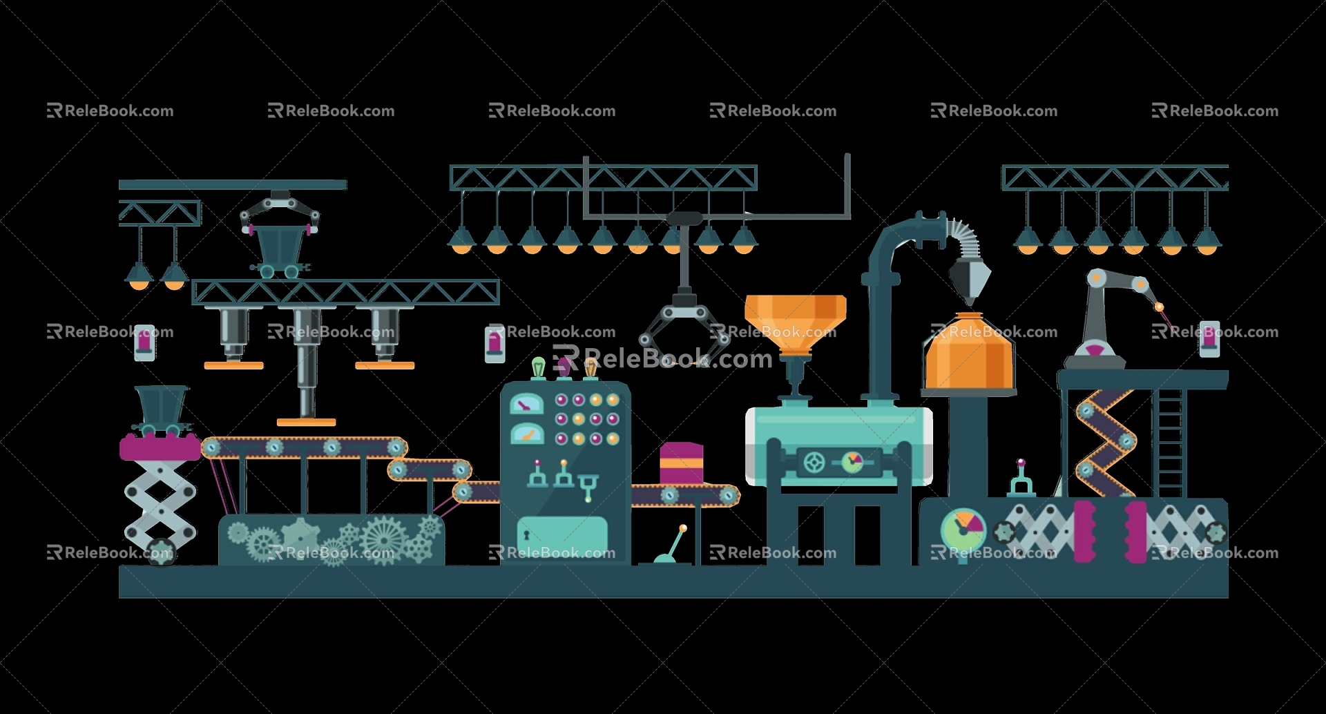 Industrial Intelligent Robot Robot Arm Workshop Equipment Silhouette 3d model