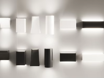 Modern Wall Lights With Black And White Different Shapes For Home Interior Lighting 3d model
