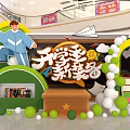 Back to School Shopping Mall Decorations With Cartoon Figures Books Gift Box And Balloons