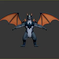 Blue Dragon Like Game Movie Character With Orange Wings And Horns