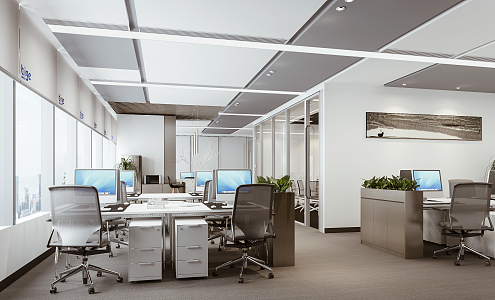 modern public office area office area 3d model