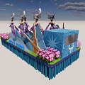 Xiangxi Cultural Performance Featuring Female Performers In Traditional Costumes With Mountain Decorations And Pink Flowers