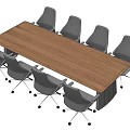 Modern Wooden Conference Table With Gray Office Chairs For Office Meeting Room