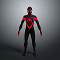 Spider Man Superhero Character In Black Red Costume With Spider Logo Design