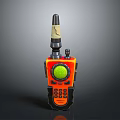 Orange and Black Toy Walkie Talkie With Green Circular Button Antenna And Numeric Keypad