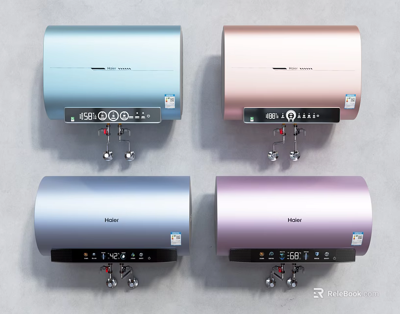 Haier Four Colorful Electric Water Heaters With Digital Display Control Panel 3d model 