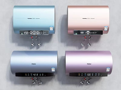 Haier Four Colorful Electric Water Heaters With Digital Display Control Panel 3d model