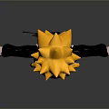 Cartoon Character With Yellow Spiky Hair Headband Orange Outfit And Black Sleeves Arms Outstretched