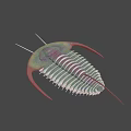 3D Rendered Trilobite With Green Red Body Long Antennae And Exoskeleton