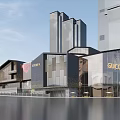 Modern Commercial Street With Attractive Architectural Design And Outdoor Seating Areas