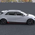 White Modern Hatchback Car With Black Wheels Red Accents And Sporty Front Design 3d model