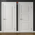 White Interior Hinged Doors With Flat Panel And Three Panel Design For Home Use 3d model