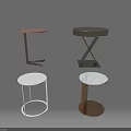 Modern Stylish Side Tables With Marble Top Cross Base And Round Design 3d model