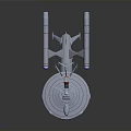 3D Spacecraft Model With Dual Rocket Thrusters Red Accents And Circular Platform 3d model