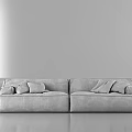 Modern Gray Two Seater Sofa With Plush Cushions In Minimalist Interior