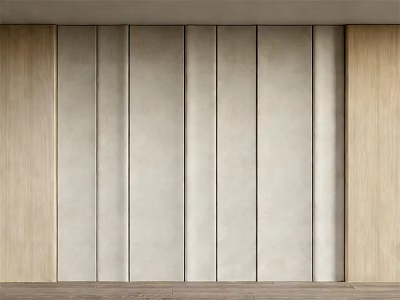 Modern Paneled Background Wall With Light Colored Panels And Wooden Sides 3d model