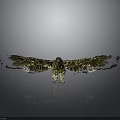 Golden Eagle with Spread Wings and Shiny Feathers on Dark Background